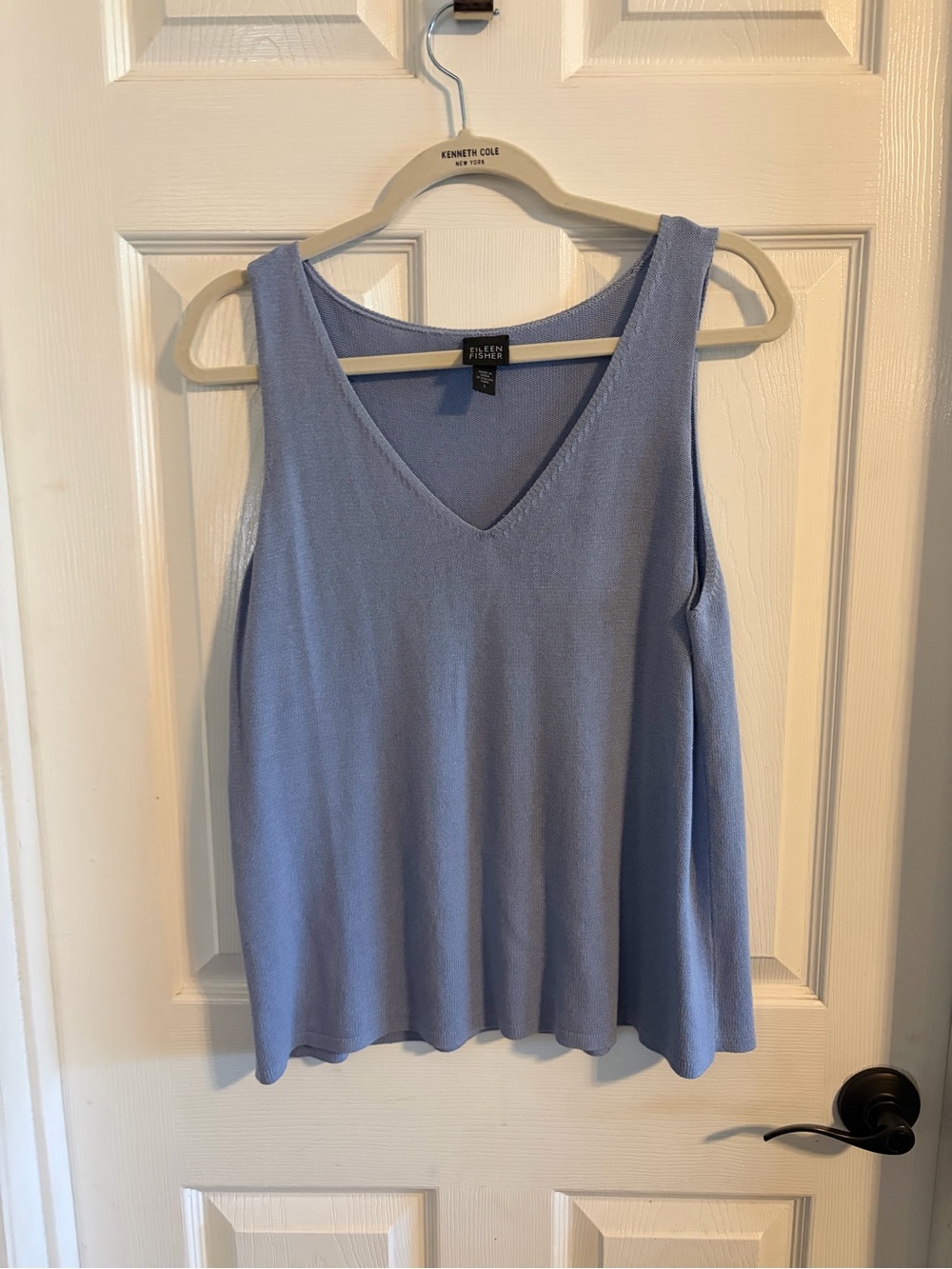 Eileen Fisher V-Neck Knit Tank Periwinkle Minimalist L